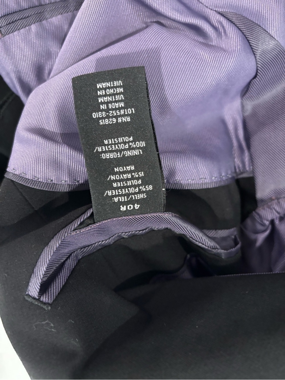 Men's Black Pants with Lavender Lining - Brand Unspecified